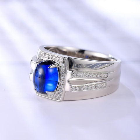 Sterling silver 3.5ct SAPPHIRE RING，anniversary gift，classic style，plain cut，lab gems