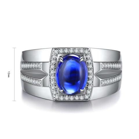 Sterling silver 3.5ct SAPPHIRE RING，anniversary gift，classic style，plain cut，lab gems