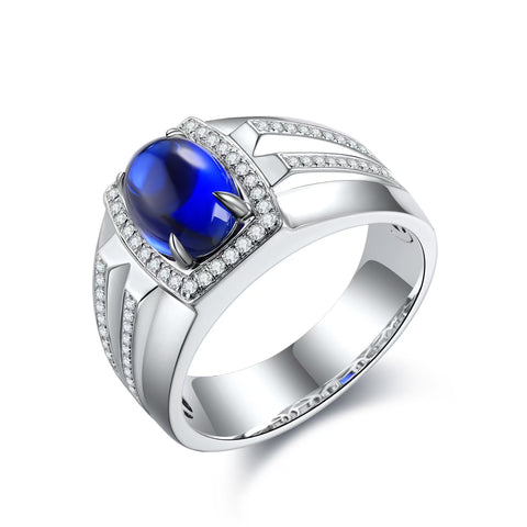 Sterling silver 3.5ct SAPPHIRE RING，anniversary gift，classic style，plain cut，lab gems