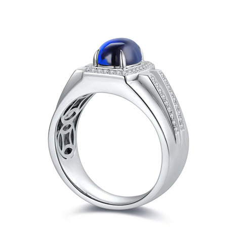 Sterling silver 3.5ct SAPPHIRE RING，anniversary gift，classic style，plain cut，lab gems