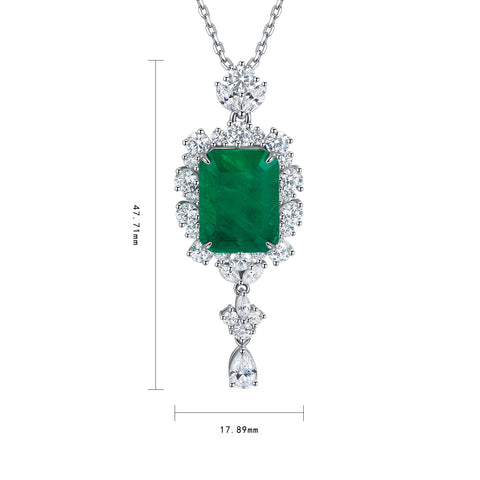 Sterling silver 9.5ct emerald necklace，anniversary，birthday，holiday present，lab grown gemstones，emerald cut