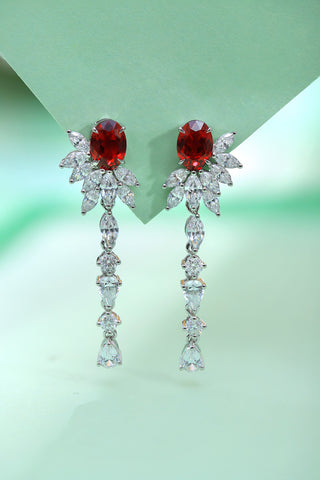 Sterling silver 2ct*2 ruby earrings，anniversary，birthday，holiday present，lab grown gemstones，oval cut