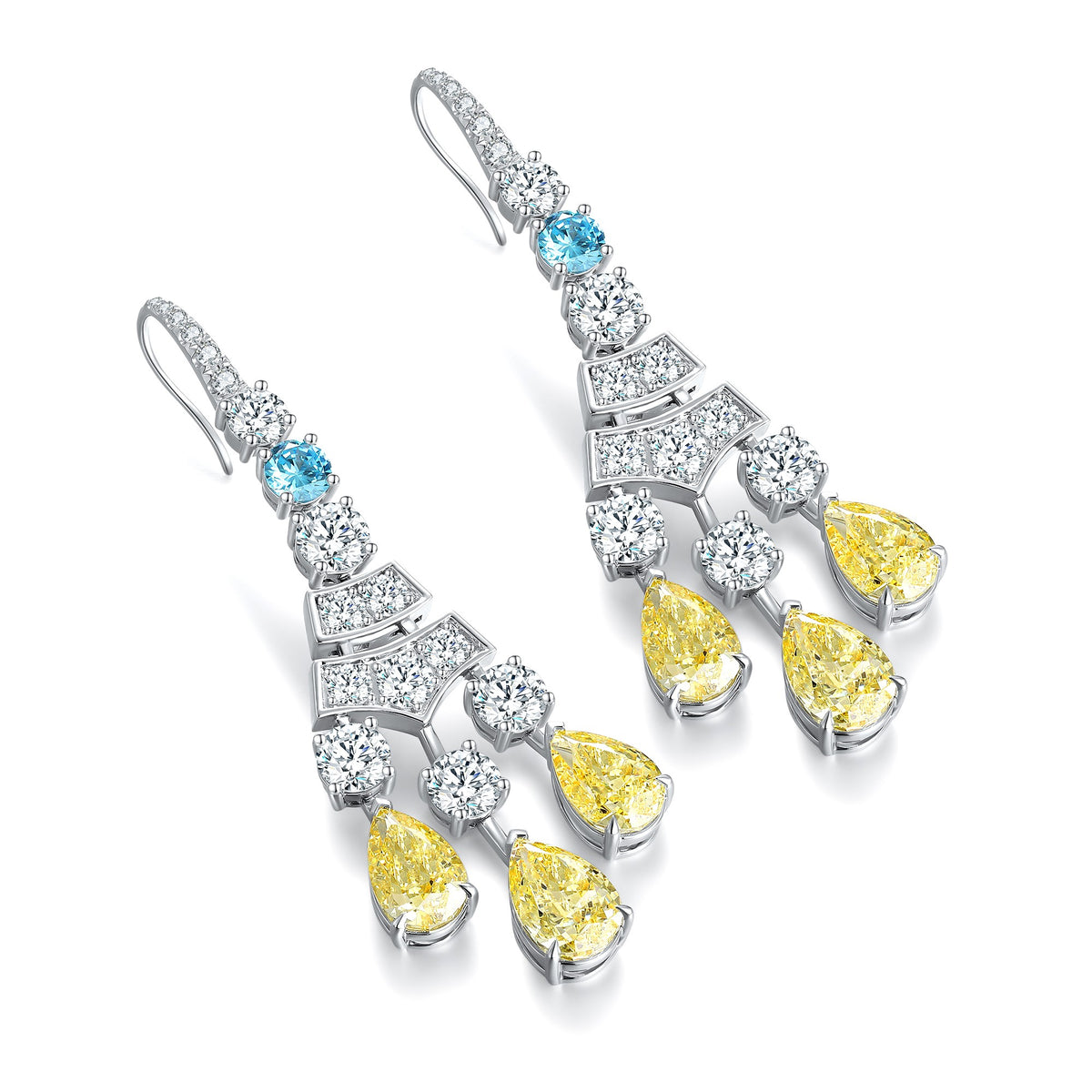 Sterling silver 24.8ct luxury diamond earrings，anniversary，birthday，holiday present，lab zircon diamond，pear cut