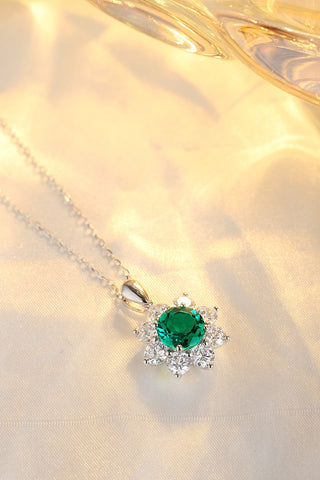 Sterling silver 2.5ct emerald necklace，anniversary，birthday，holiday present，lab grown gemstones，round cut