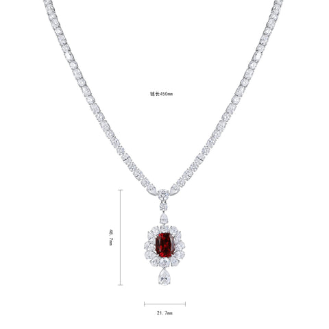 Sterling silver 7ct ruby necklace，anniversary，birthday，holiday present，lab gemstones，cushion cut