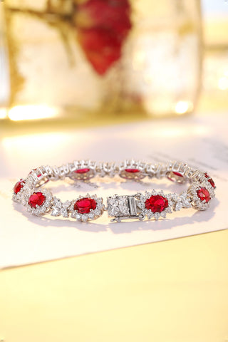 Sterling silver 11ct ruby bracelet，anniversary，birthday，holiday present，lab grown gemstones，oval cut