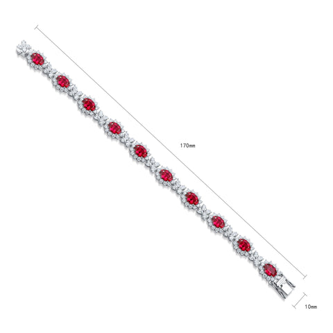 Sterling silver 11ct ruby bracelet，anniversary，birthday，holiday present，lab grown gemstones，oval cut