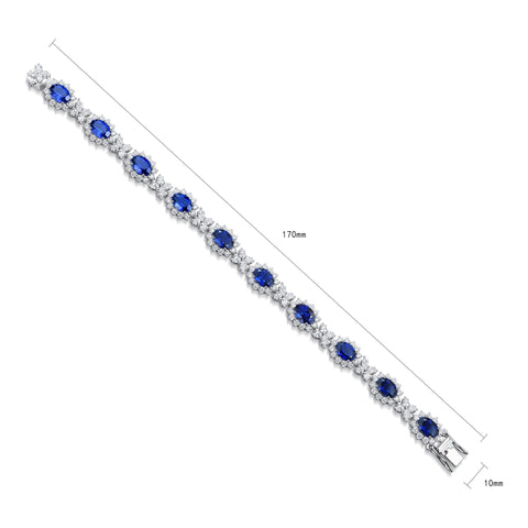 Sterling silver 10ct sapphire bracelet，anniversary，birthday，holiday present，lab grown gemstones，oval cut