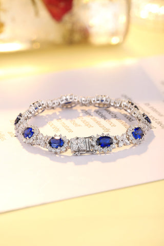 Sterling silver 10ct sapphire bracelet，anniversary，birthday，holiday present，lab grown gemstones，oval cut