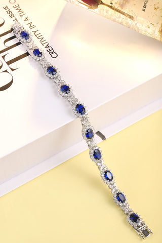 Sterling silver 10ct sapphire bracelet，anniversary，birthday，holiday present，lab grown gemstones，oval cut