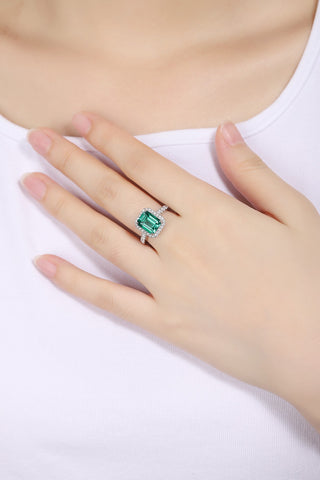 Sterling silver 2.7ct emerald ring，anniversary，birthday，holiday present，lab grown gemstones，emerald cut