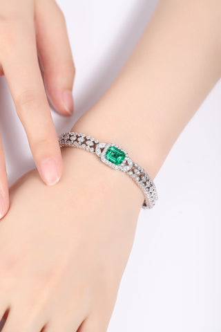 Sterling silver 2.8ct emerald bracelet，anniversary，birthday，holiday present，lab grown gemstones，emerald cut