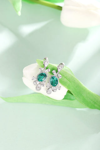 Sterling silver 3.7ct emerald earrings，anniversary，birthday，holiday present，lab grown gemstones，oval cut