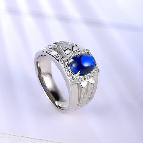 Sterling silver 3.5ct SAPPHIRE RING，anniversary gift，classic style，plain cut，lab gems