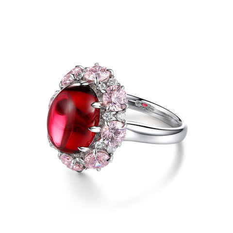 Sterling silver 7ct ruby ring，anniversary，birthday，holiday present，lab grown gemstones，plain cut