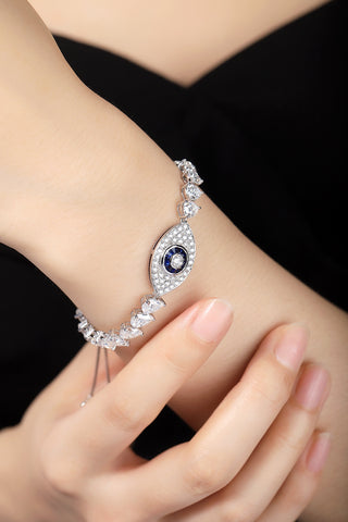 Sterling silver 0.3ct sapphire bracelet，anniversary，birthday，holiday present，lab grown gemstones