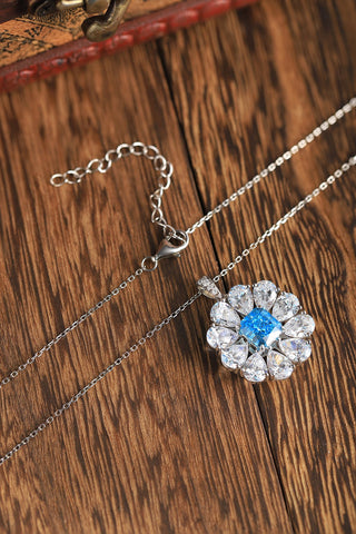 Sterling silver 2ct diamond necklace，anniversary，birthday，holiday present，lab zircon diamond，cushion cut