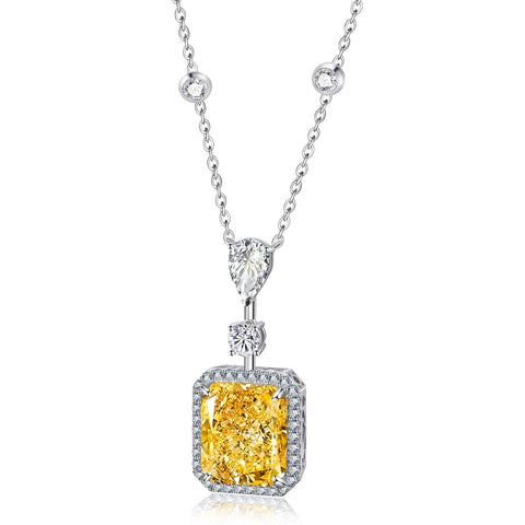 Sterling silver 10ct diamond necklace，anniversary，birthday，holiday present，lab zircon diamond，cushion cut