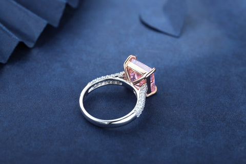 Sterling silver 4.0ct pink diamond ring，anniversary，birthday，holiday present，lab zircon diamond，princess cut