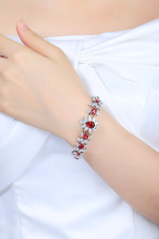 Sterling silver 8ct ruby bracelet，anniversary，birthday，holiday present，lab grown gemstones，pear cut