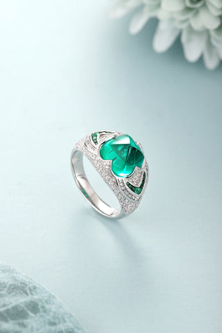 Sterling silver 3.6ct emerald ring，anniversary，birthday，holiday present，lab grown gemstones，tangta cut