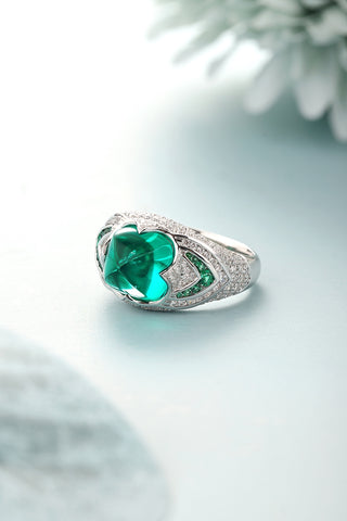 Sterling silver 3.6ct emerald ring，anniversary，birthday，holiday present，lab grown gemstones，tangta cut