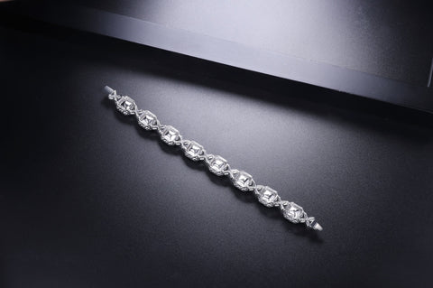 Sterling silver 4ct*8 diamond bracelet，anniversary，birthday，holiday present，lab zircon diamond，radiant cut