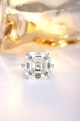 Sterling silver 13ct diamond ring，anniversary，birthday，holiday present，lab zircon diamond，asscher cut