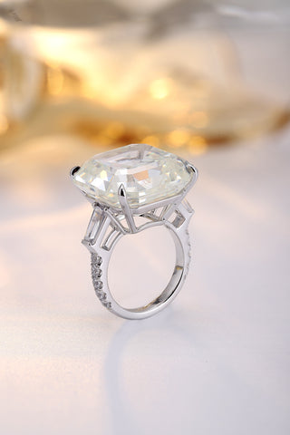 Sterling silver 13ct diamond ring，anniversary，birthday，holiday present，lab zircon diamond，asscher cut