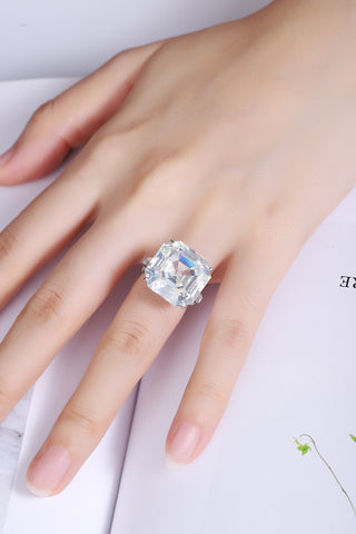 Sterling silver 13ct diamond ring，anniversary，birthday，holiday present，lab zircon diamond，asscher cut