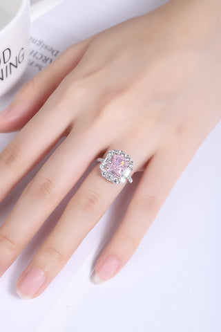 Sterling silver 6.8ct pink diamond ring，anniversary，birthday，holiday present，lab zircon diamond，princess cut