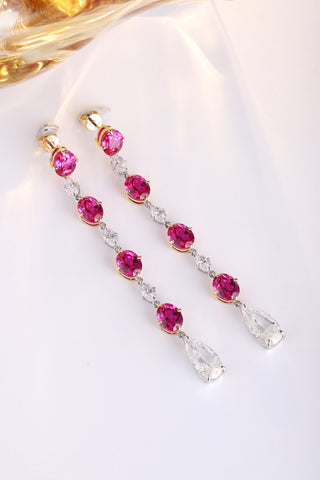 18K white gold 10ct ruby earrings，anniversary，birthday，holiday present，lab grown gemstones，oval cut