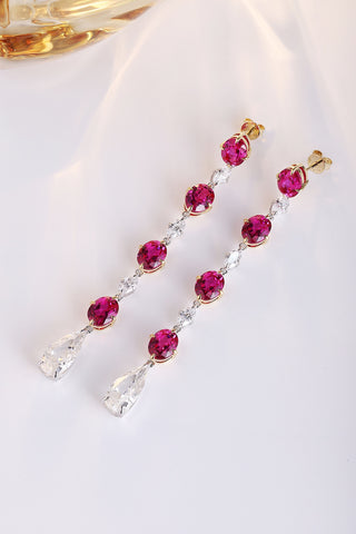 18K white gold 10ct ruby earrings，anniversary，birthday，holiday present，lab grown gemstones，oval cut