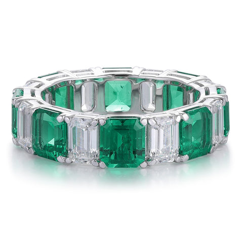 Sterling silver 3.8ct emerald ring，anniversary，birthday，holiday present，lab grown gemstones，emerald cut