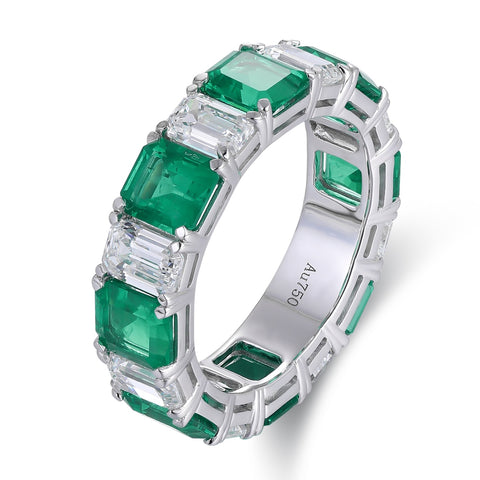 Sterling silver 3.8ct emerald ring，anniversary，birthday，holiday present，lab grown gemstones，emerald cut